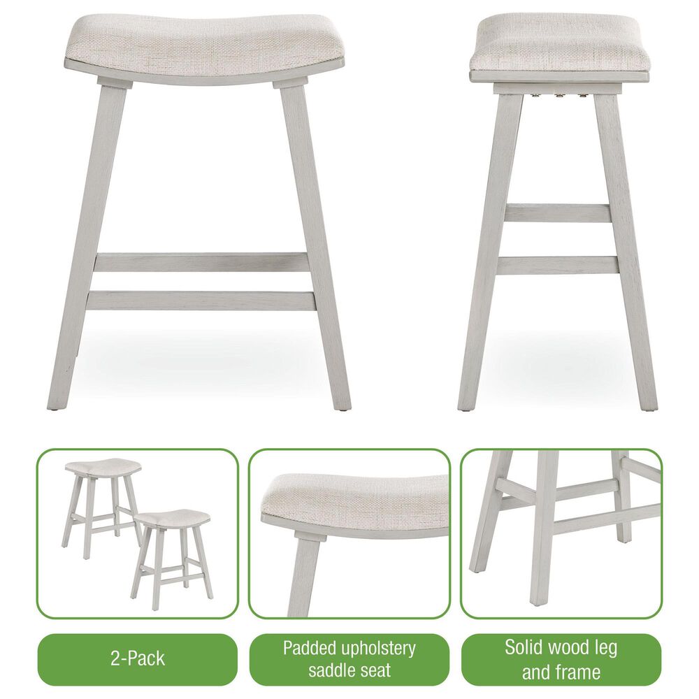 Valor Living Coley 24" Counter Stool with Linen Cushion Seat in White Wash (Set of 2), , large