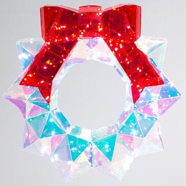 The Gerson Company USB Electric RGB Lighted Holographic Hanging Wreath in Multicolor, , large