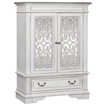Belle Furnishings Abbey Park Mirrored Door Chest in White, , large