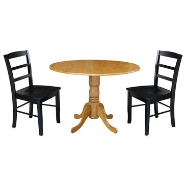 International Concepts Standard Modern Farmhouse 3-Piece Dining Set in Oak and Black, , large