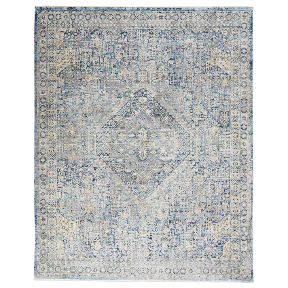 Nourison Lustrous Weave LUW02 10" x 13"4" Blue and Ivory Area Rug, , large