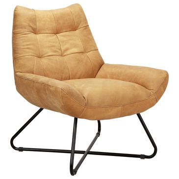 Moe"s Home Collection Graduate Leather Lounge Chair in Brown and Iron, , large