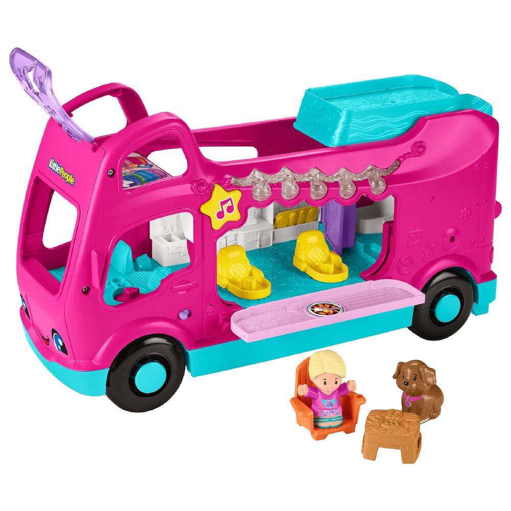 Fisher Price Barbie Little Dreamcamper RV Toy Set with 2 Figures, , large