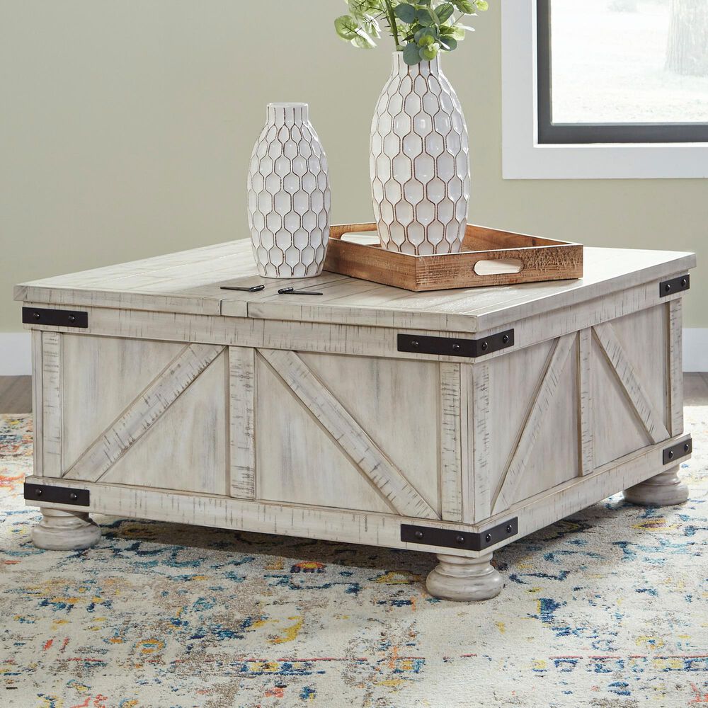 Ashley Carynhurst Cocktail Table with Storage in Whitewash, , large