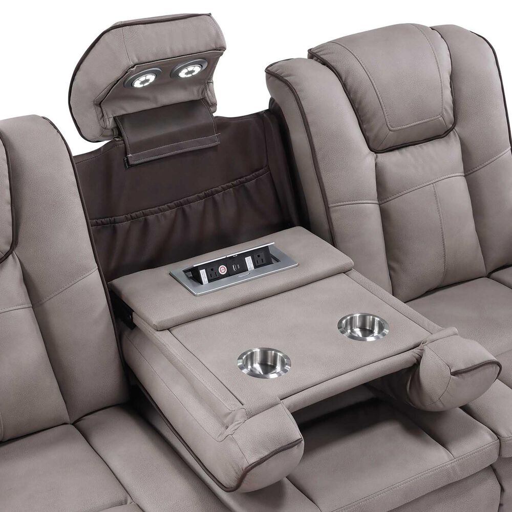 Titanic Furniture Power Reclining Sofa with Power Headrest in Brown, , large