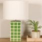 Creative Coop Zara Stoneware Table Lamp in Green and White, , large