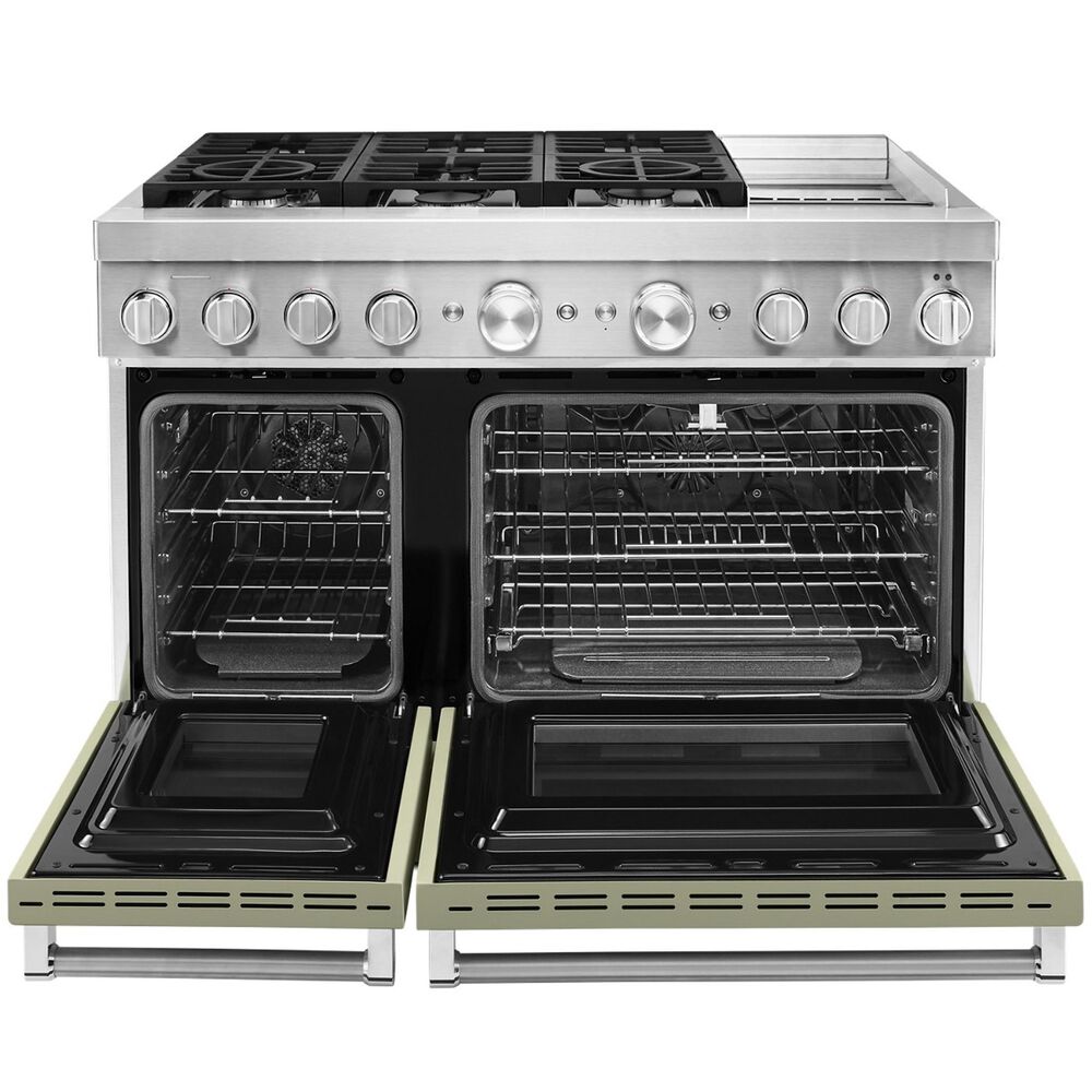 KitchenAid 6.3 Cu. Ft. Freestanding Double Oven Dual Fuel Range with True Convection in Avocado Cream, , large