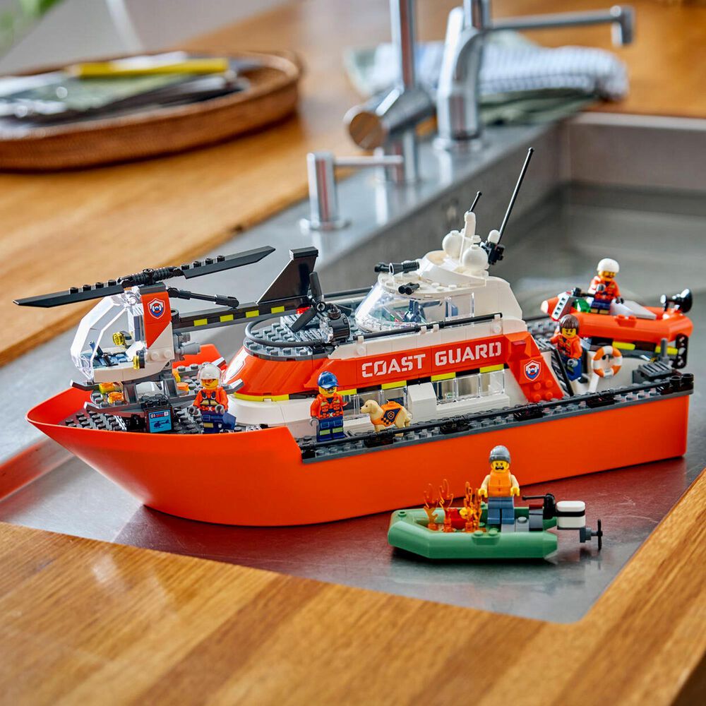 LEGO City Coast Guard Rescue Boat and Helicopter Building Set, , large