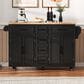 HOMLUX 56.5"" Kitchen Island with Drop Leaf in Black and Natural, , large