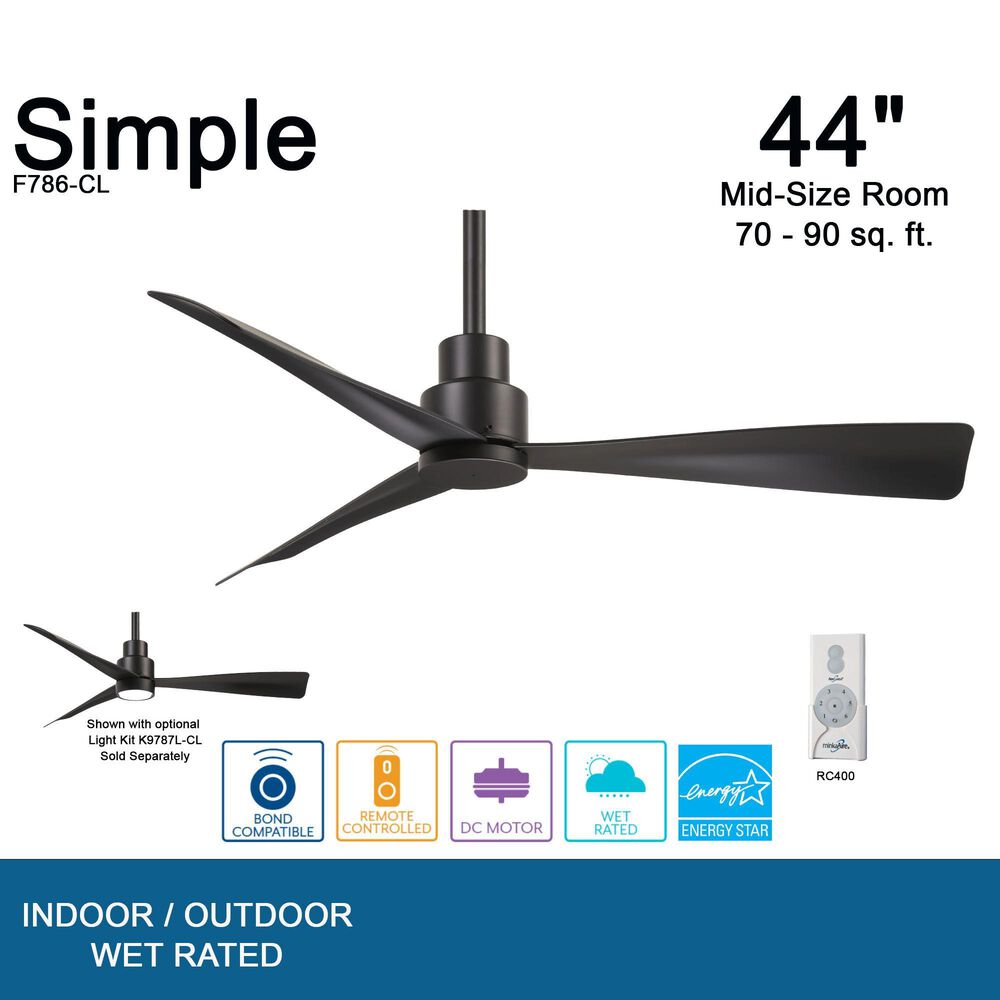 Minka-Aire Simple 44" Indoor/Outdoor Ceiling Fan in Coal, , large