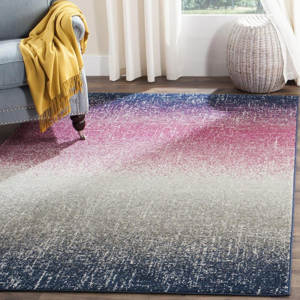 Safavieh Madison MAD601M-3 3&#39; x 5&#39; Fuchsia/Navy Area Rug, , large