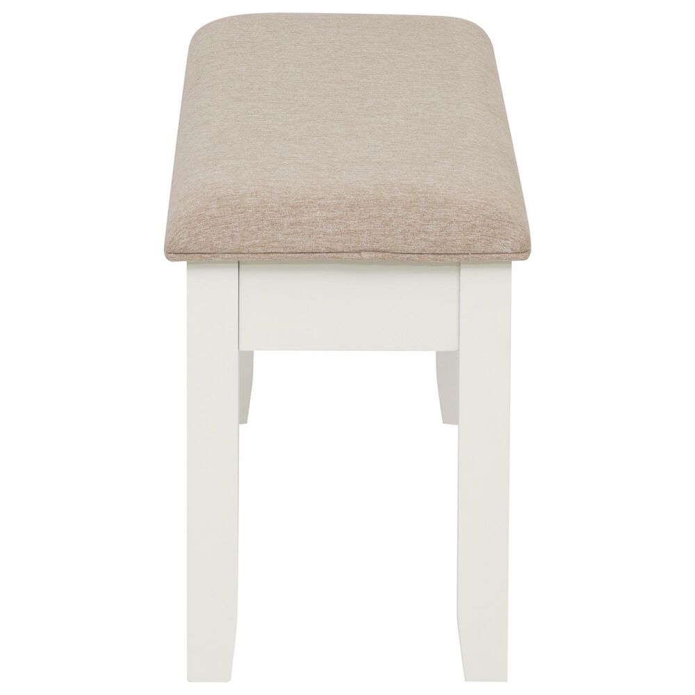 Linon Home Decor Jane Storage Bench with Light Tan Cushion in Vanilla White, , large