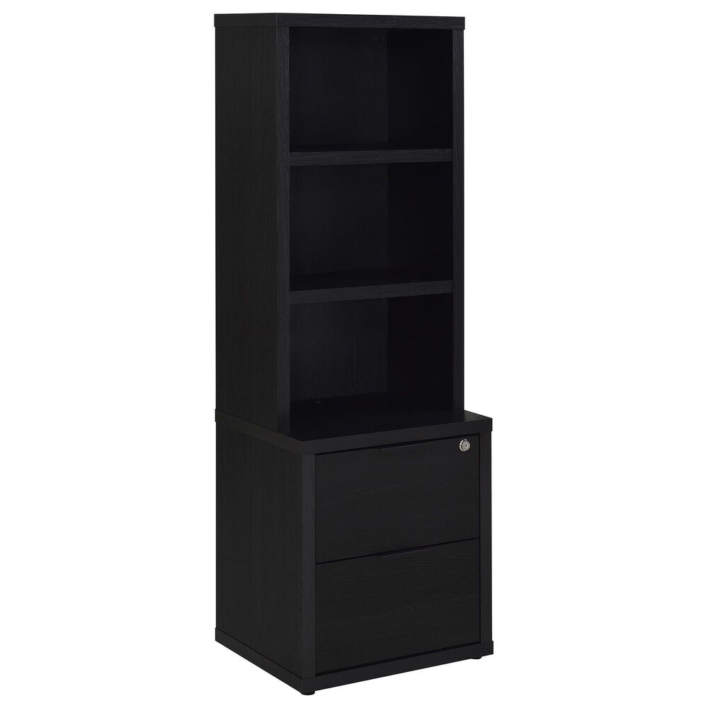 Coaster Westpark 3-Shelf Bookcase with USB and Lockable Drawer in Black, , large