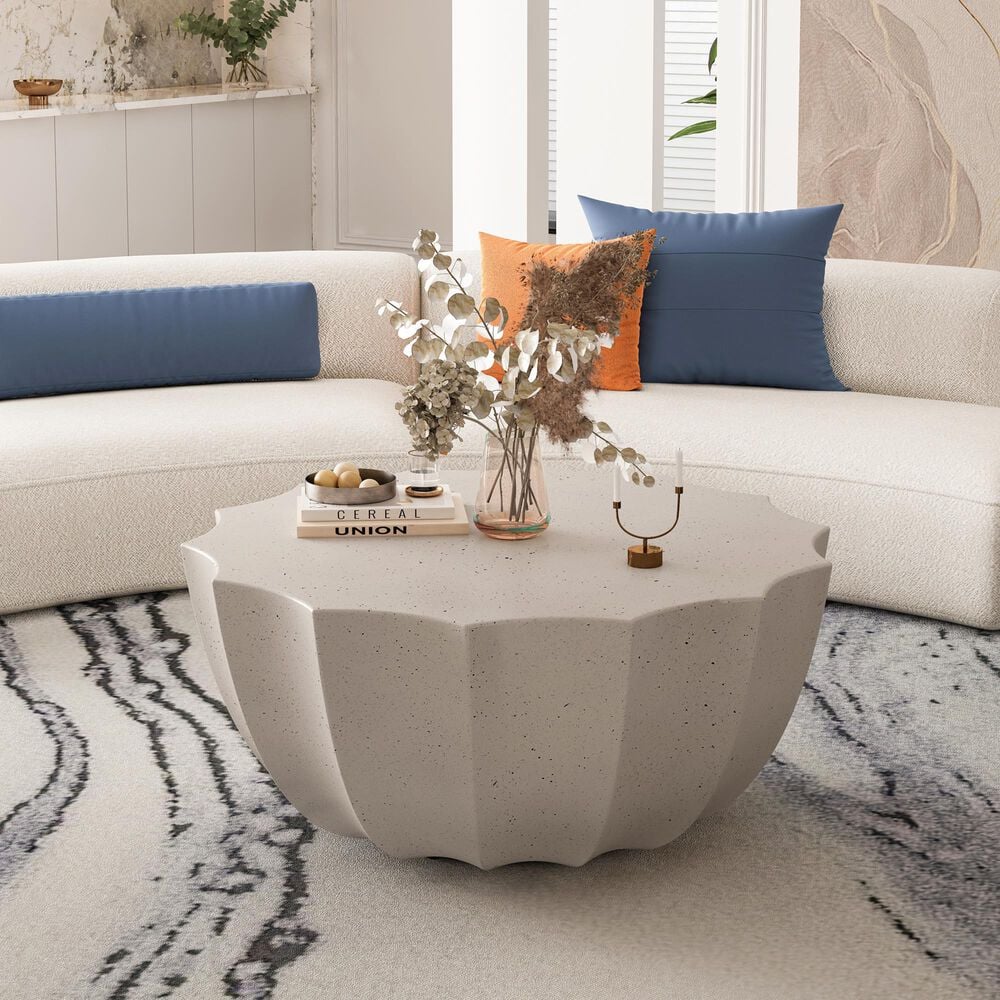 Hearth and Haven Outdoor Waterproof Coffee Table in White, , large