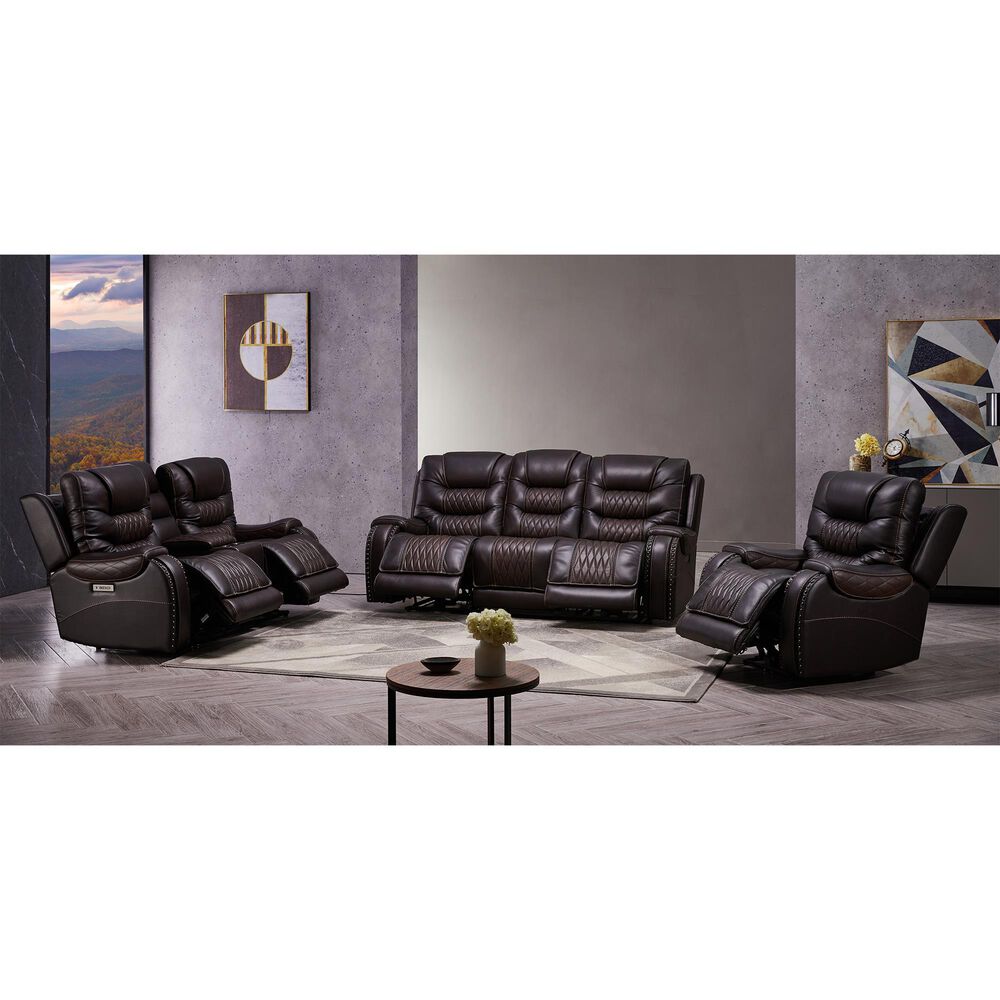 Oxford Furniture Leather Power Reclining Sofa with Power Headrest in