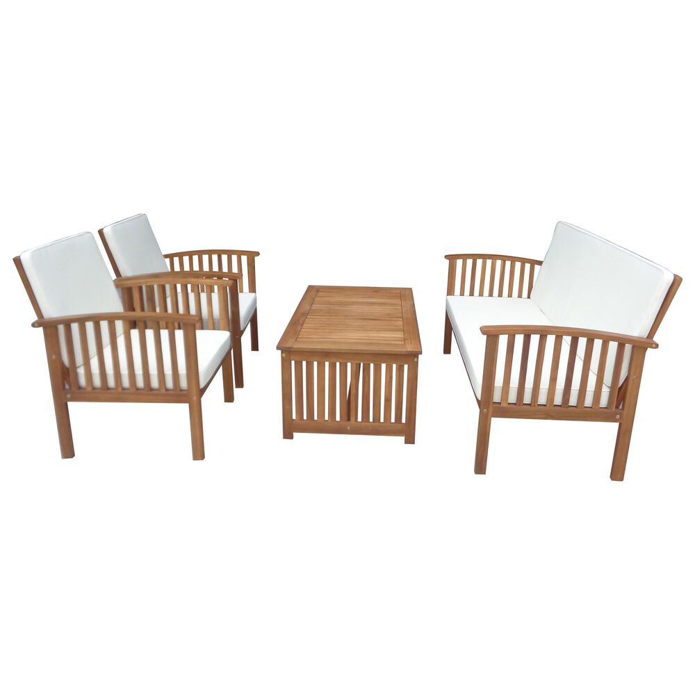 Noble House Carolina 4-Piece Patio Chat Set in Teak Brown, , large