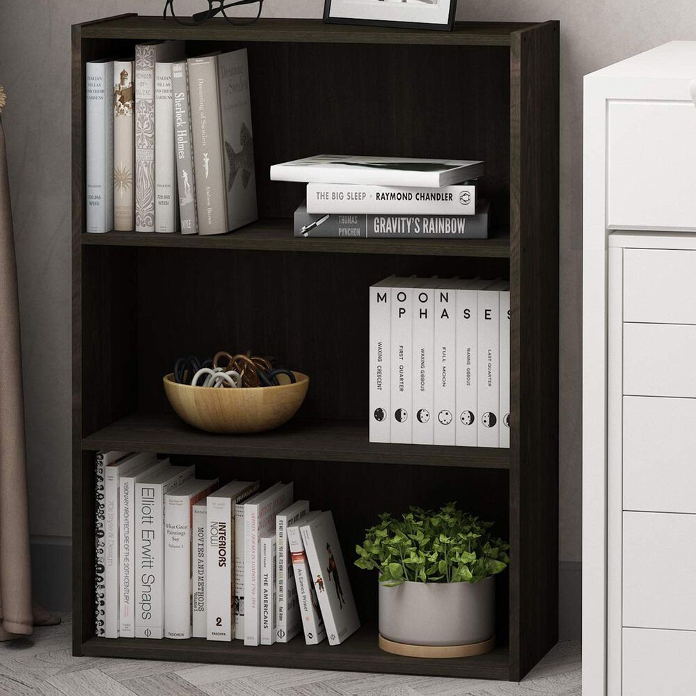 HOMLUX 3-Tier Open Shelf Bookcase in Espresso, , large