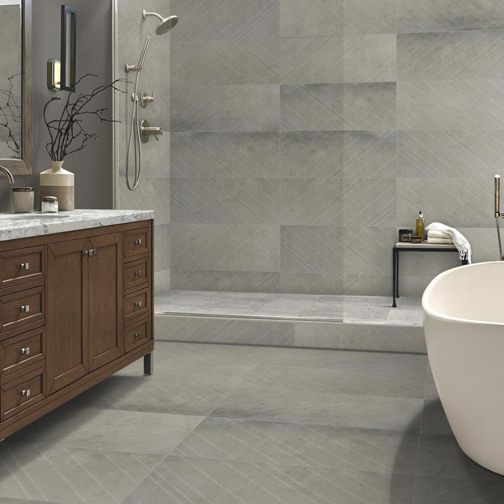 Emser Borigni Gray 18" x 35" Right Diagonal Porcelain Tile, , large