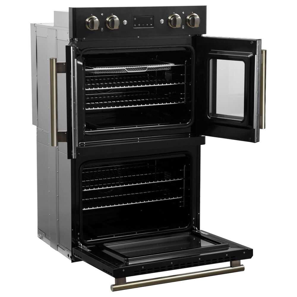 Forno Asti 30" Double Electric Wall Oven with Upper French Door in Black, , large