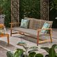 Hearth and Haven Hampton Outdoor Wicker Sofa with Wooden Frame in Grey and Natural, , large