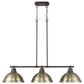 Golden Lighting Duncan 3-Light Pendant with Aged Brass Shade in Rubbed Bronze, , large
