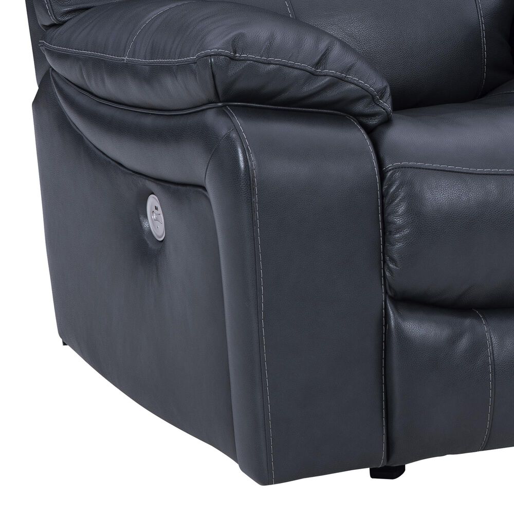 Ashley Leesworth Leather Power Reclining Sofa and Recliner Set in Ocean, , large