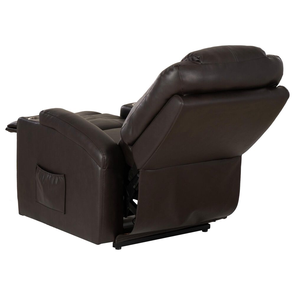 Linon Home Decor Peoria Power Lift Recliner in Chocolate, , large