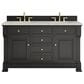 James Martin Vanities Brookfield 60" Double Bathroom Vanity in Black Onyx with 3 cm Victorian Silver Quartz Top and Rectangular Sinks, , large