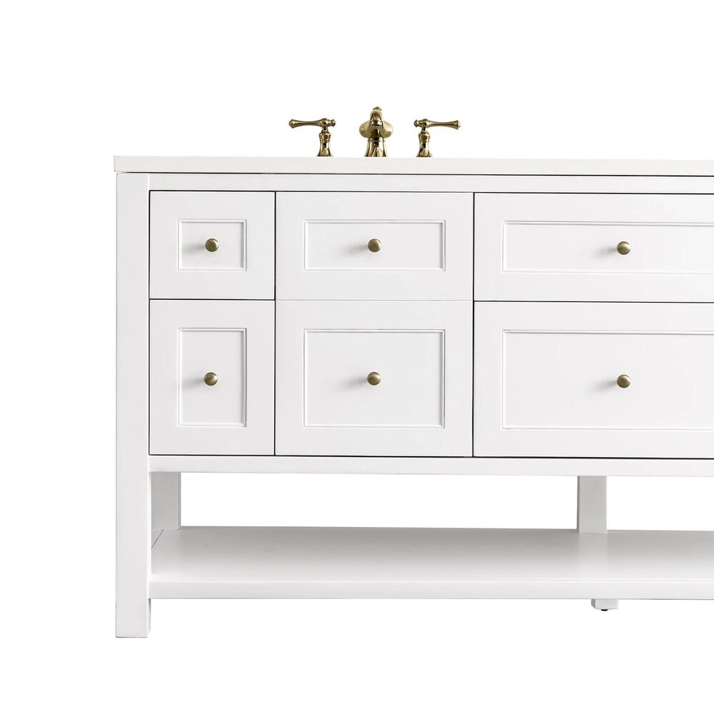 James Martin Vanities Breckenridge 72&quot; Double Bathroom Vanity in Bright White with 3 cm White Zeus Quartz Top and Rectangular Sinks, , large