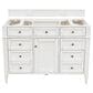 James Martin Vanities Brittany 48" Single Bathroom Vanity in Bright White with 3 cm Eternal Jasmine Pearl Quartz Top and Rectangle Sink, , large