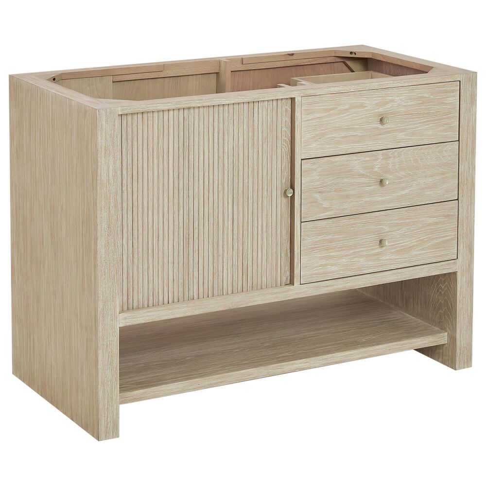 James Martin Vanities Marigot Single 48&quot; Single Vanity in Sun-washed Oak with 3 cm Carrara White Marble Top, , large