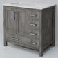 Lexora Home Jacques 36" Left Offset Single Bathroom Vanity in Distressed Grey with 2 cm White Quartz Top and Rectangular Sink, , large
