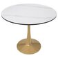 Leisuremod Leisuremod Bristol 35 round dining table Gold base with White Sintered stone Top, , large
