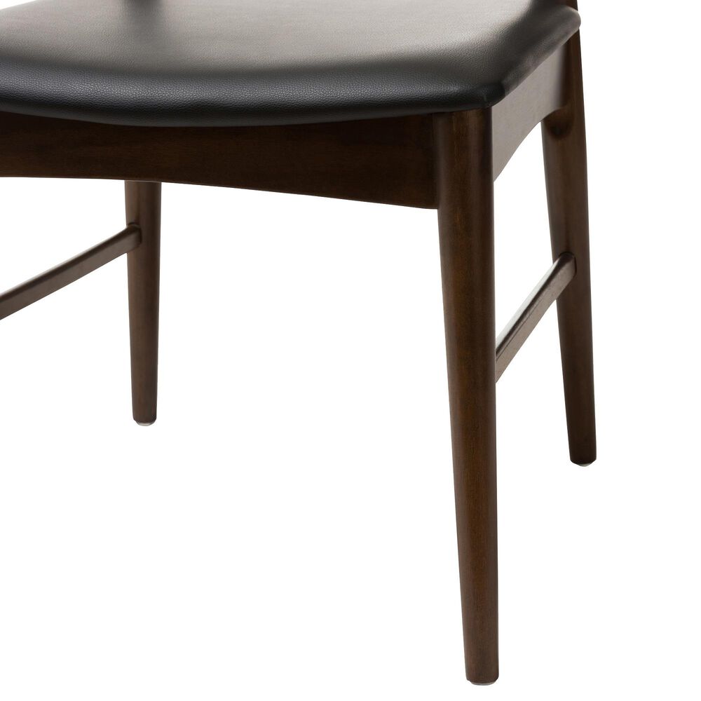 Baxton Studio Winton Side Chair with Black Cushion in Walnut Brown (Set of 2), , large