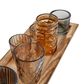 Creative Coop 10-Piece Wood Tray with 9 Glass Votive Holder Set in Brown, , large