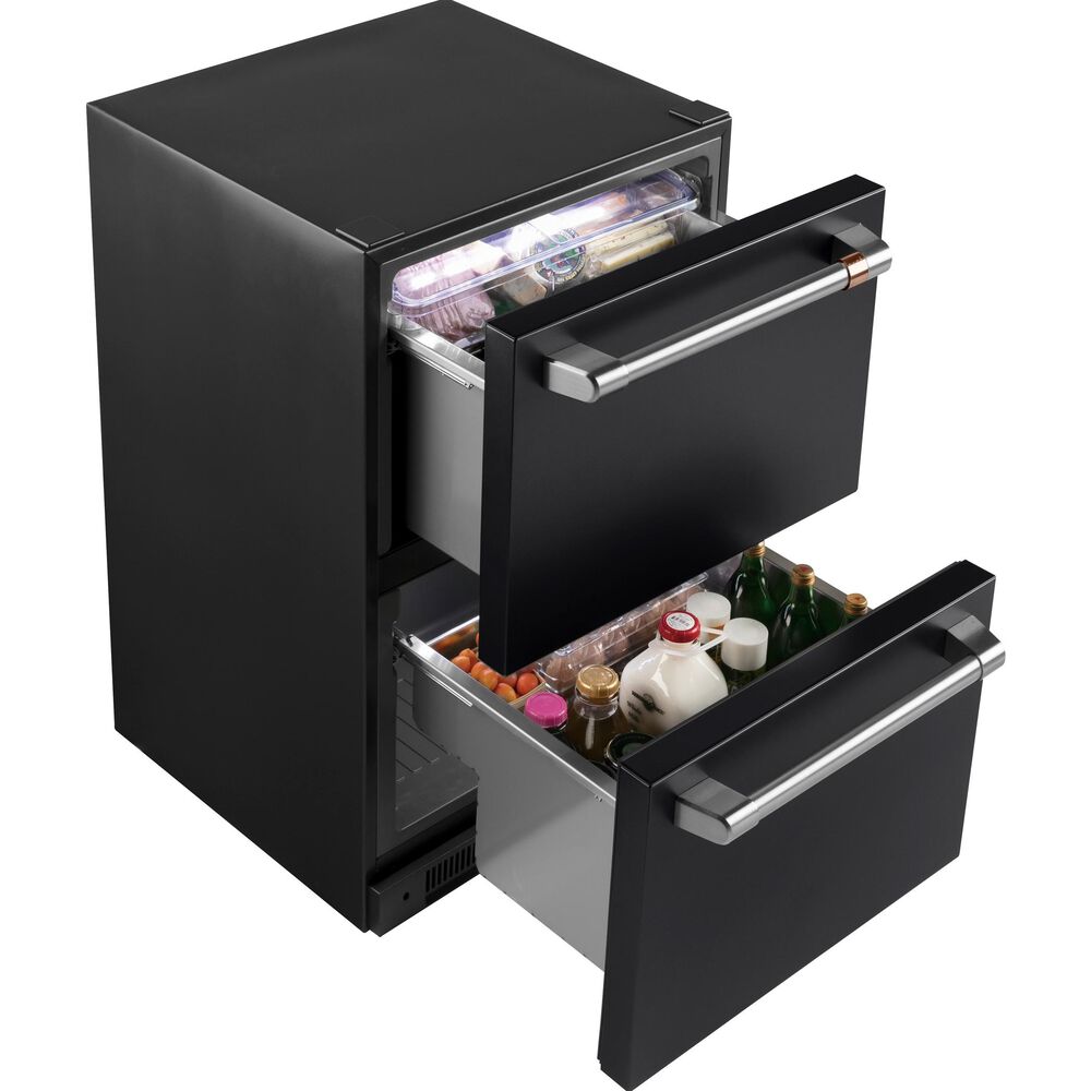 Cafe 5.7 Cu. Ft. Built-In Dual-Drawer Refrigerator in Matte Black and Brushed Stainless Handles, , large