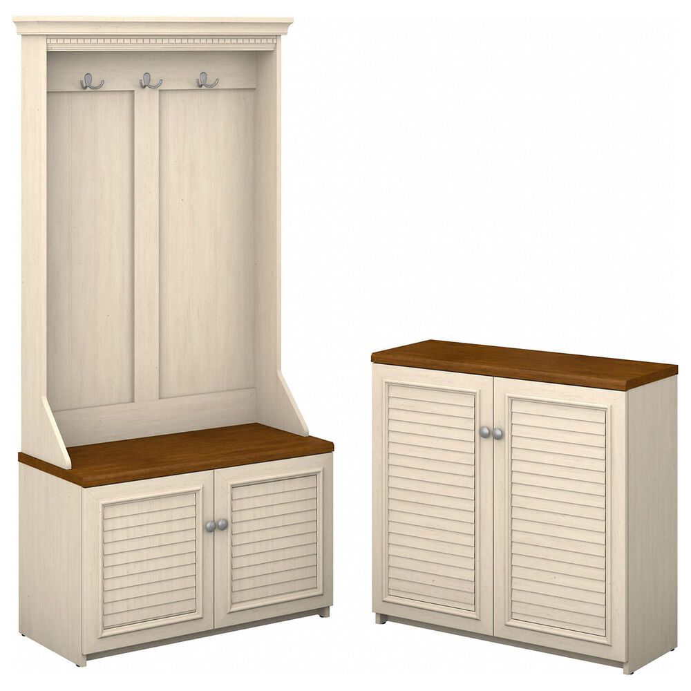 Bush Fairview 2-Piece Entryway Set in Antique White and Tea Maple, , large