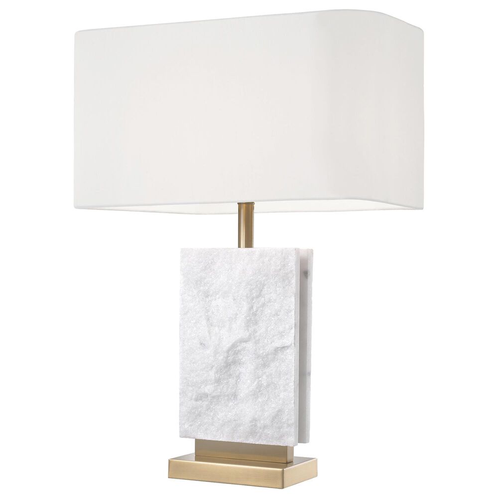 Charleston Table Lamp in Antique Brass and White Marble, , large