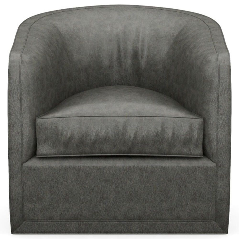 Lexington Home Brands Colton Leather Swivel Chair in Gray, , large