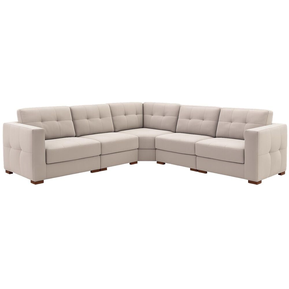 Chateau d"Ax 5 Piece Leather Sectional in Linen, , large