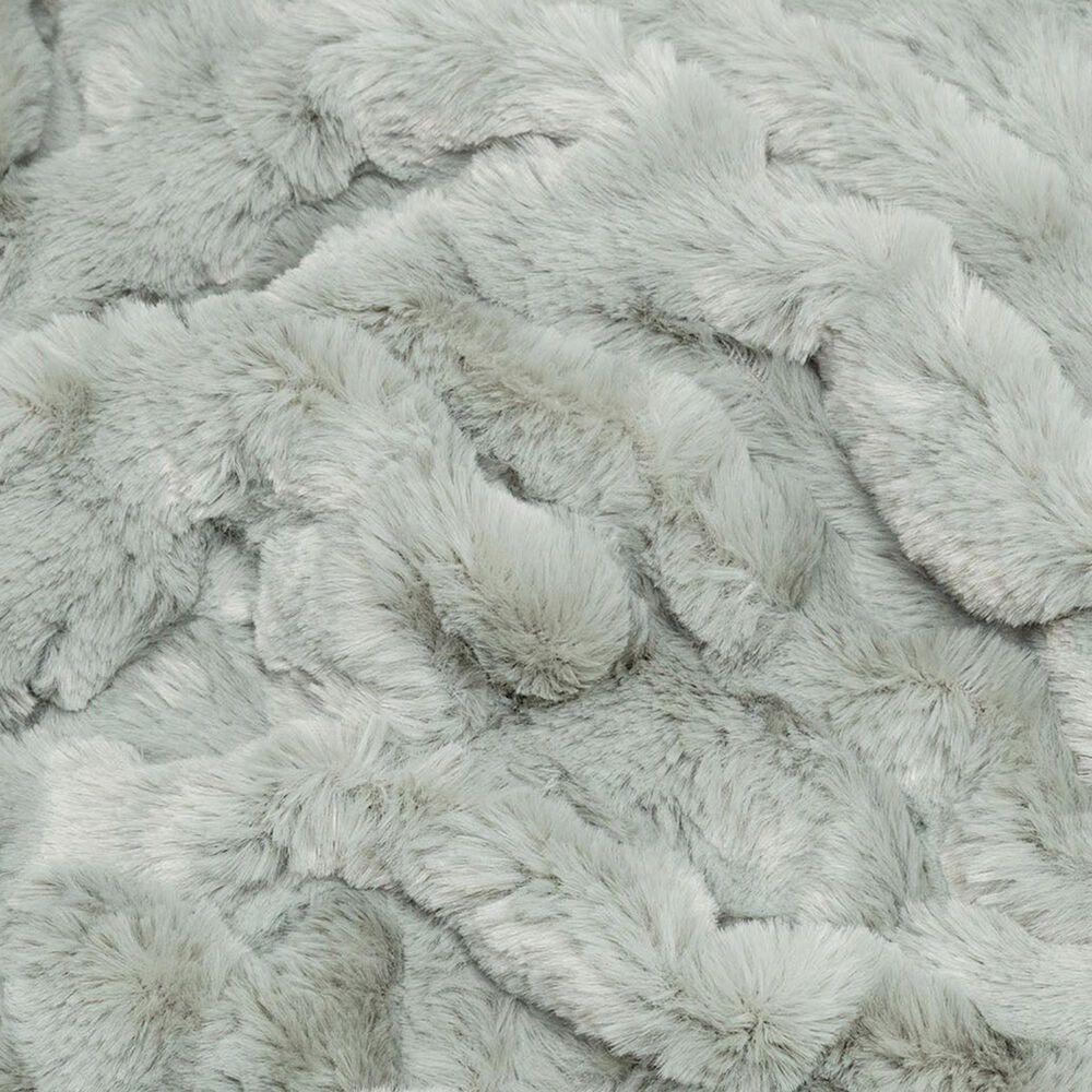 50&quot; x 65&quot; Ruched Faux Fur Throw Blanket in Tan Sage, , large