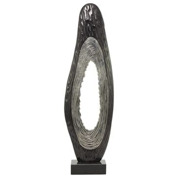 Maple and Jade Abstract Teardrop Decorative Sculpture in Satin Black and Silver, , large