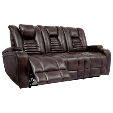 Furniture of America Snell Power Reclining Sofa with Power Headrest in Dark Brown, , large