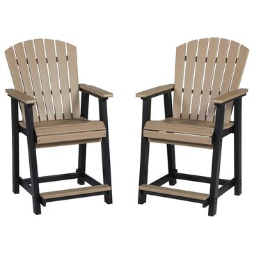 Ashley Fairen Trail Patio Counter Stool in Driftwood and Black (Set of 2), , large