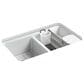 Kohler Riverby 33" Undermount Double Bowl Workstation Kitchen Sink in Ice Grey, , large