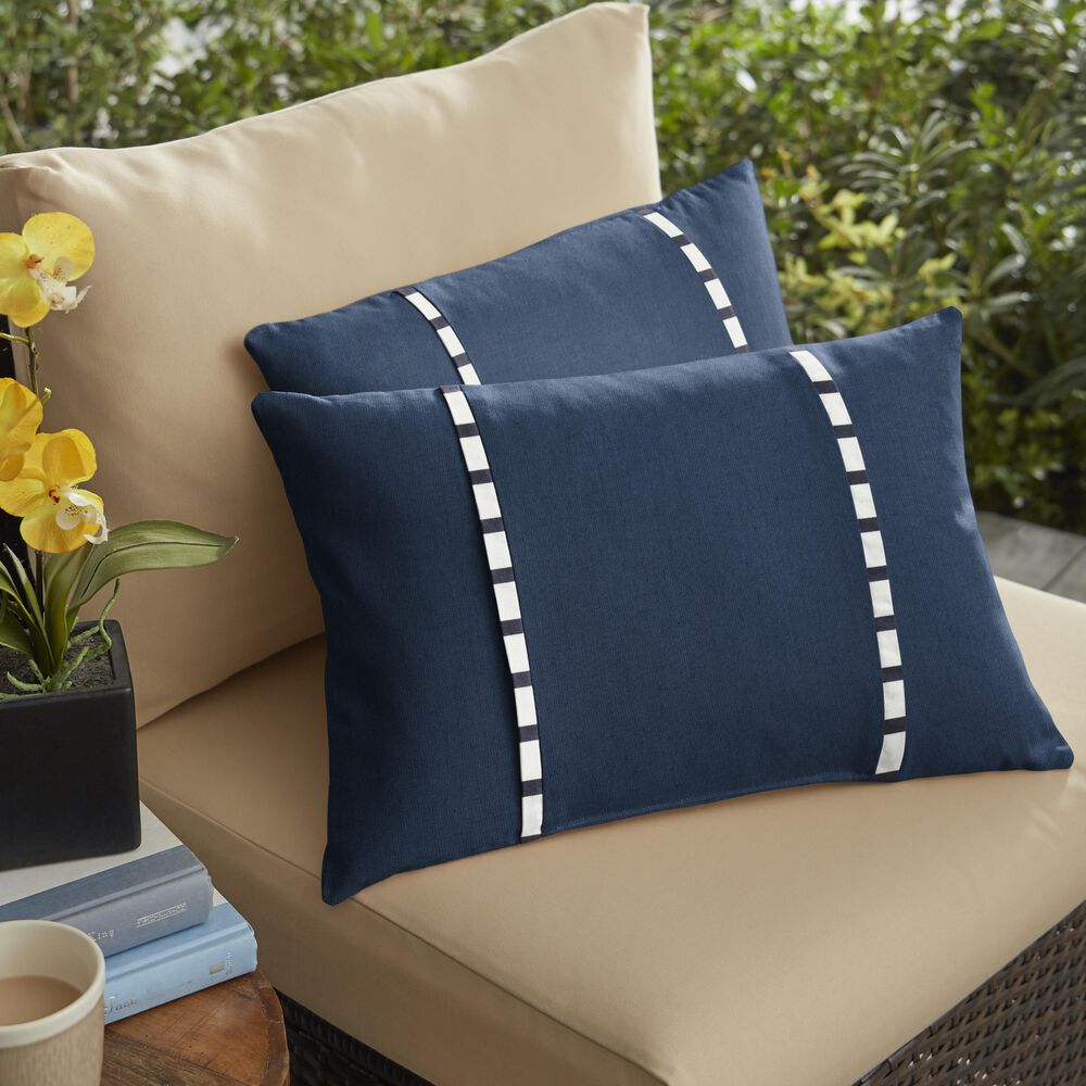 Sorra Home Sunbrella 12" x 24" Pillow in Spectrum Indigo (Set of 2), , large