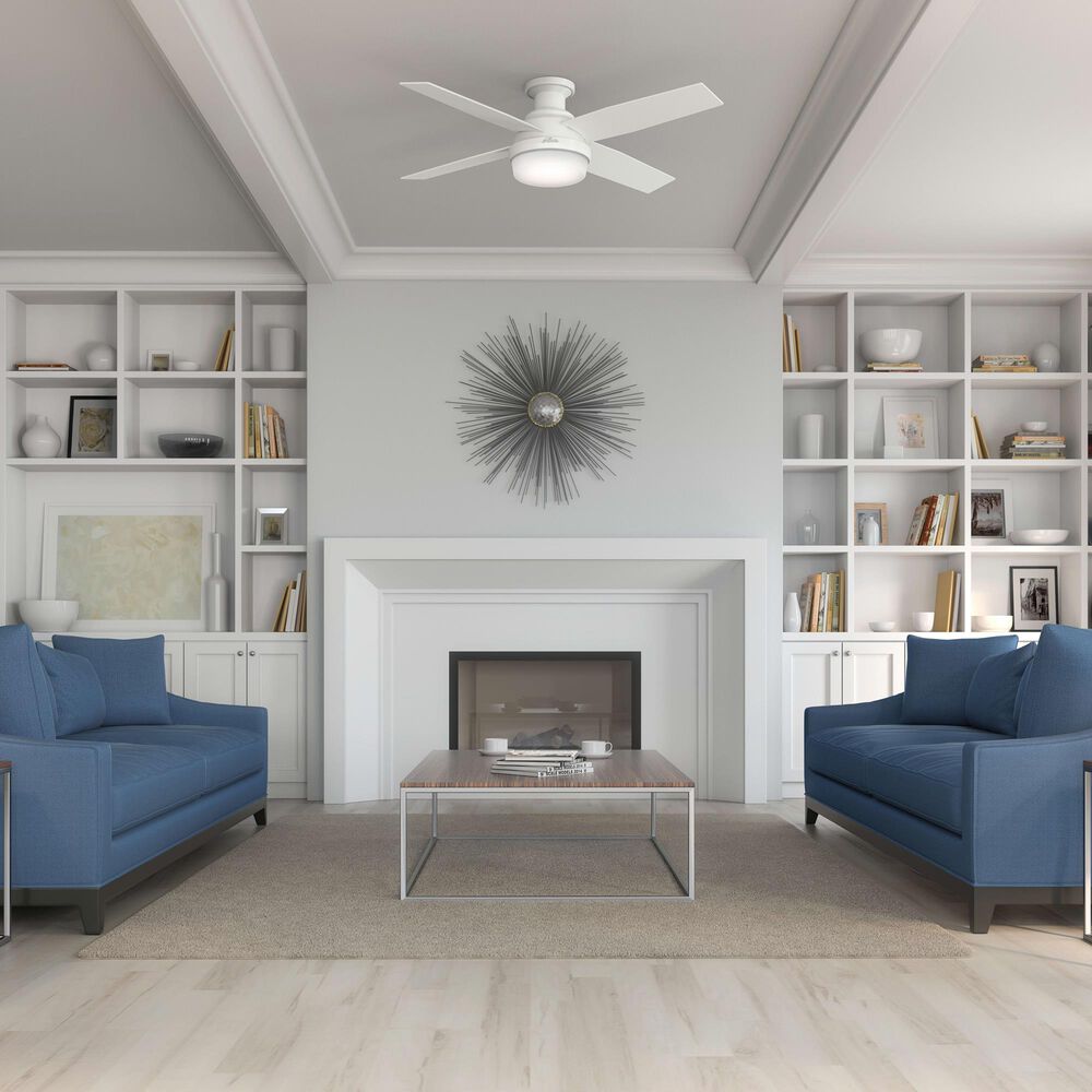 Hunter Dempsey Low Profile 52&quot; Ceiling Fan with Lights in Fresh White, , large