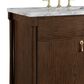 James Martin Kinnsden 36" Single Bathroom Vanity in Sable Oak with 3 cm Carrara Marble Top and Rectangular Sink, , large
