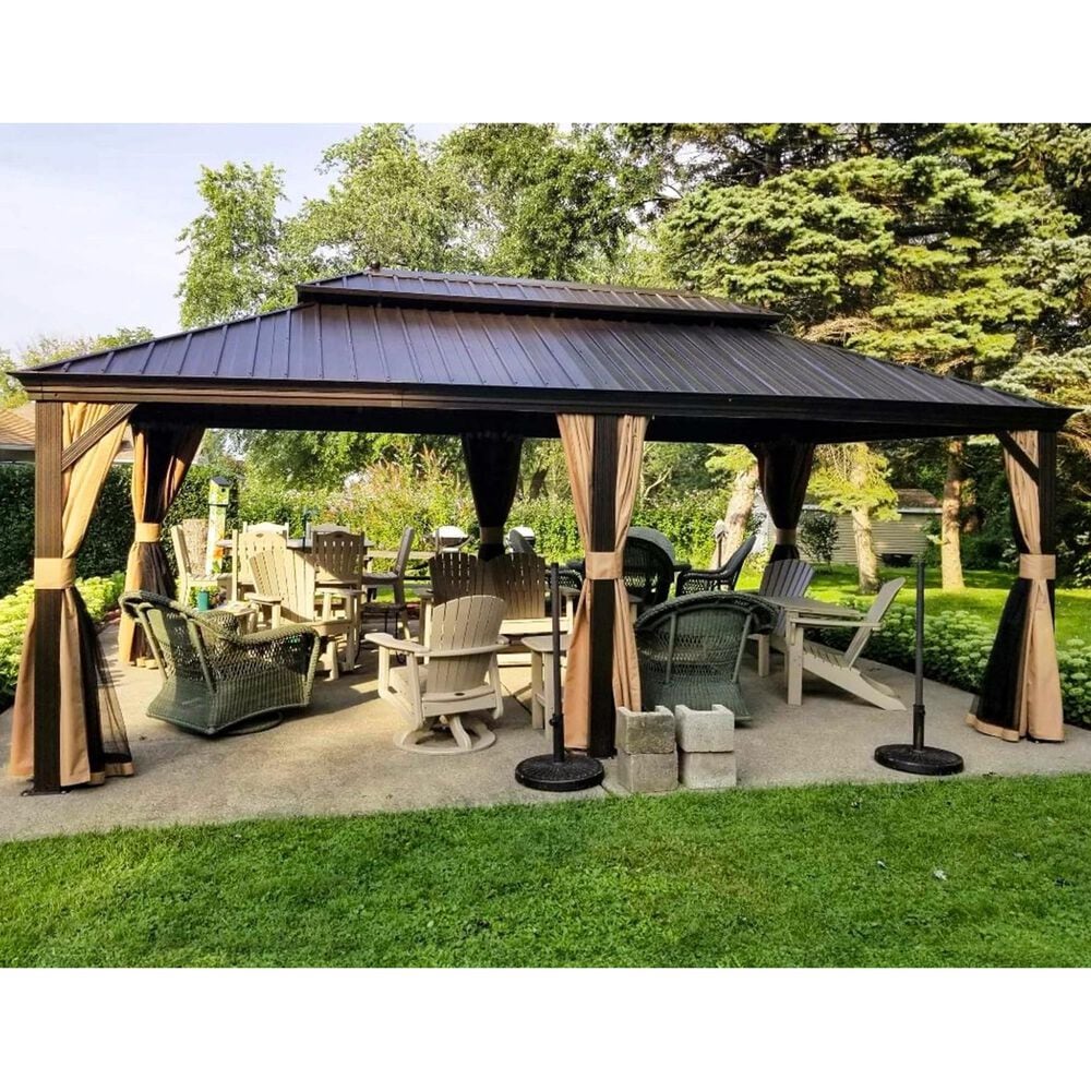HOMLUX 12' x 20' Outdoor Hardtop Gazebo in Brown, , large