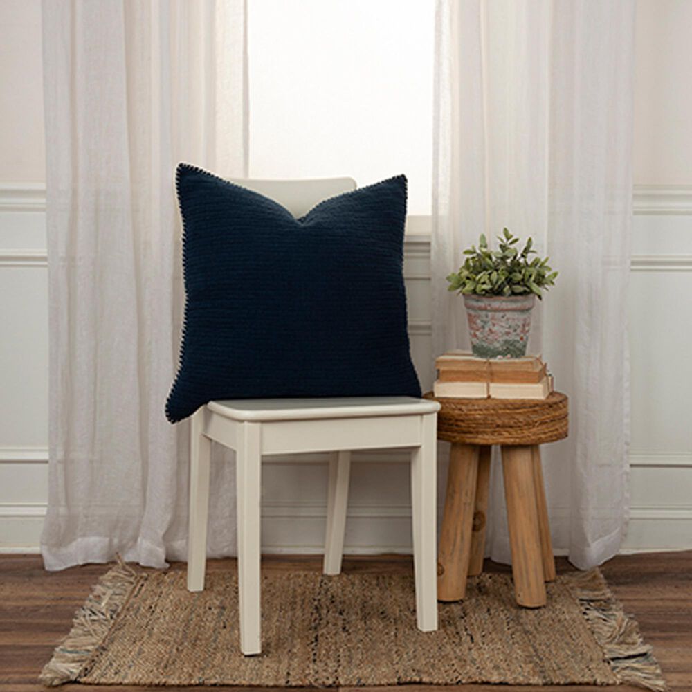 Rizzy Home 22&quot; x 22&quot; Down Filled Throw  Pillow in Navy, , large